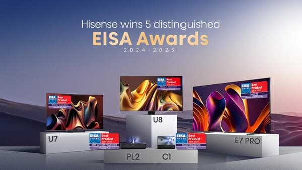 Hisense recebe o prêmio EISA Awards 2024-2025 de inovação e excelência